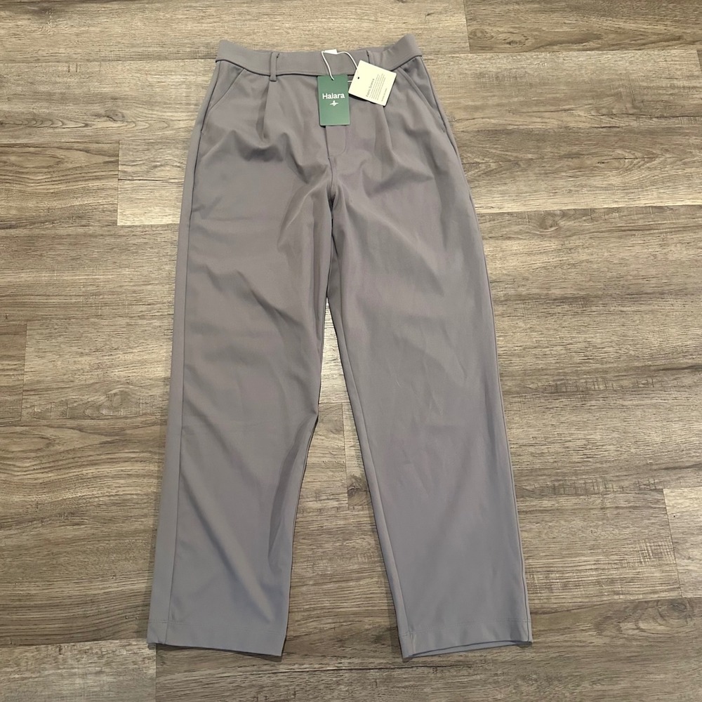 Halara Grey High Waisted Pleated Wide Leg Trousers Pants Small NWT 02811624